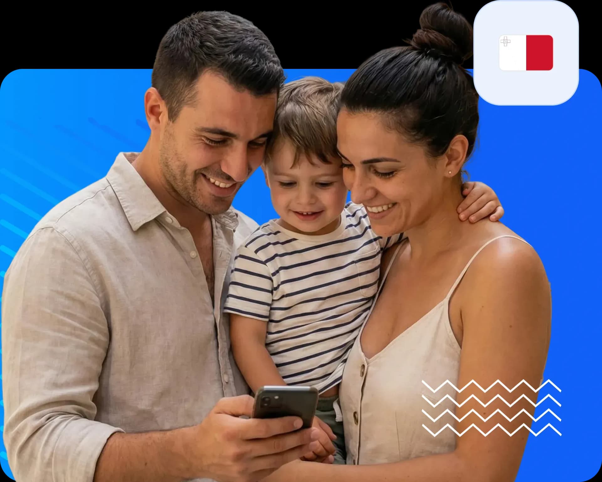 Family using smartphone to send money to malta a5ed5231e6.