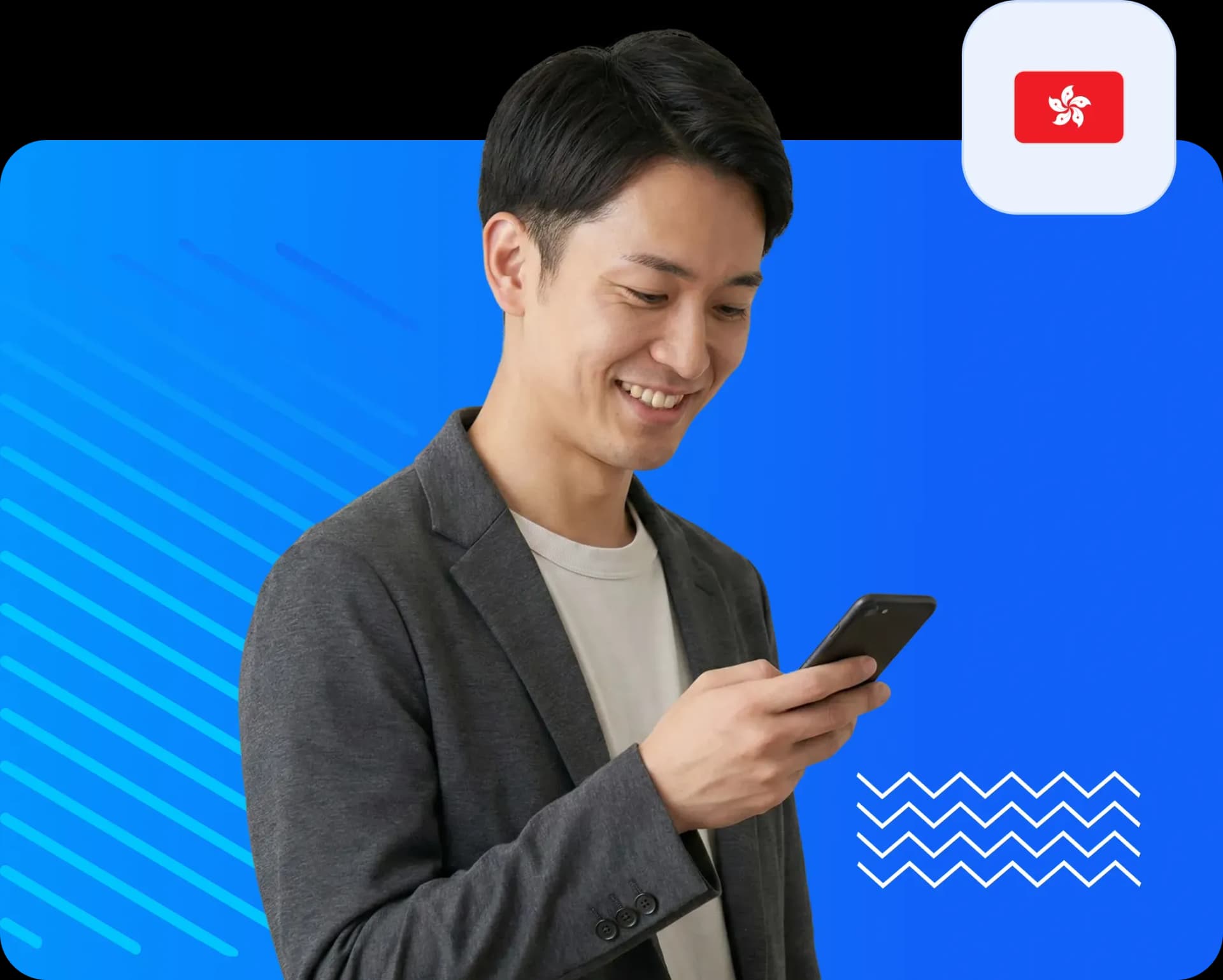 Man using smartphone to send money to hong kong 68810e2e7c.