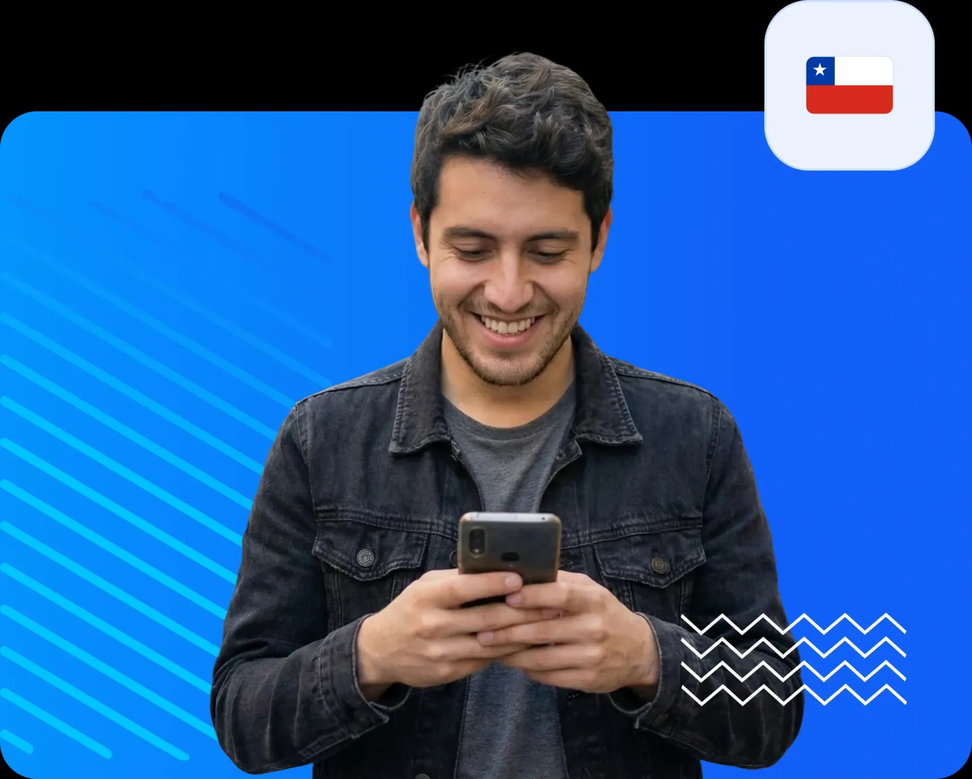Man using smartphone to send money to chile ca337bb7c2.