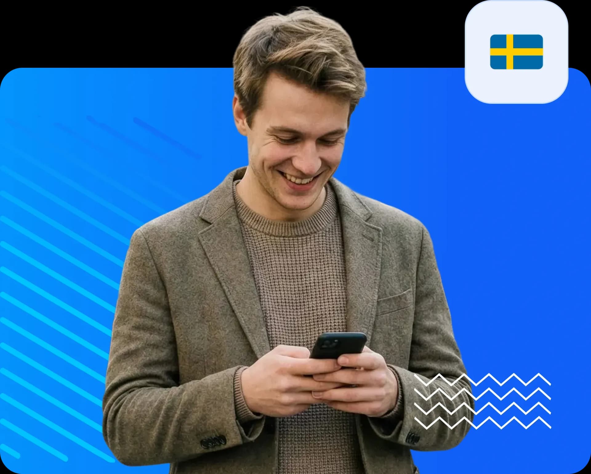 Man using smartphone to send money to sweden 8797b54ce7.